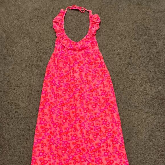 Vintage High Tide Hawaiian Psychedelic Bright Floral Halter Maxi Dress - Picture 6 of 9